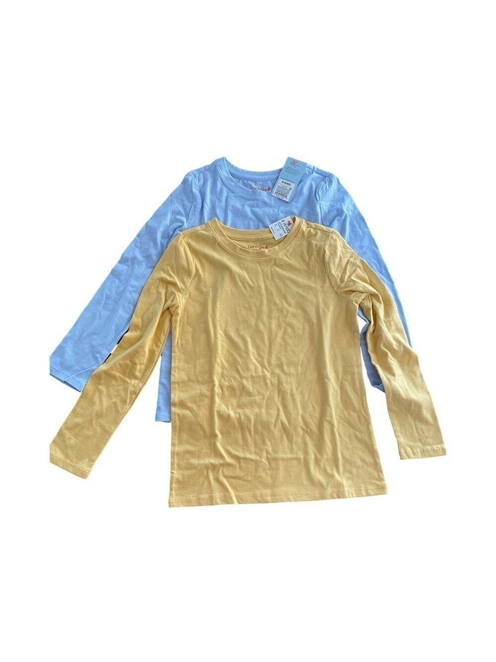 Cat & Jack Kids 2 Long Sleeve T-Shirts Yellow and Blue NWT Size S (6/6X)